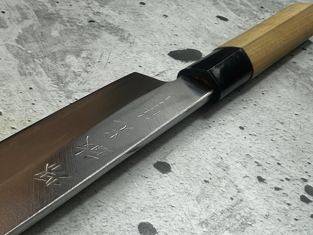 Vintage Sakai  Toshimitsu Saku Yanagiba Knife 200mm (bended) Carbon Steel 2347