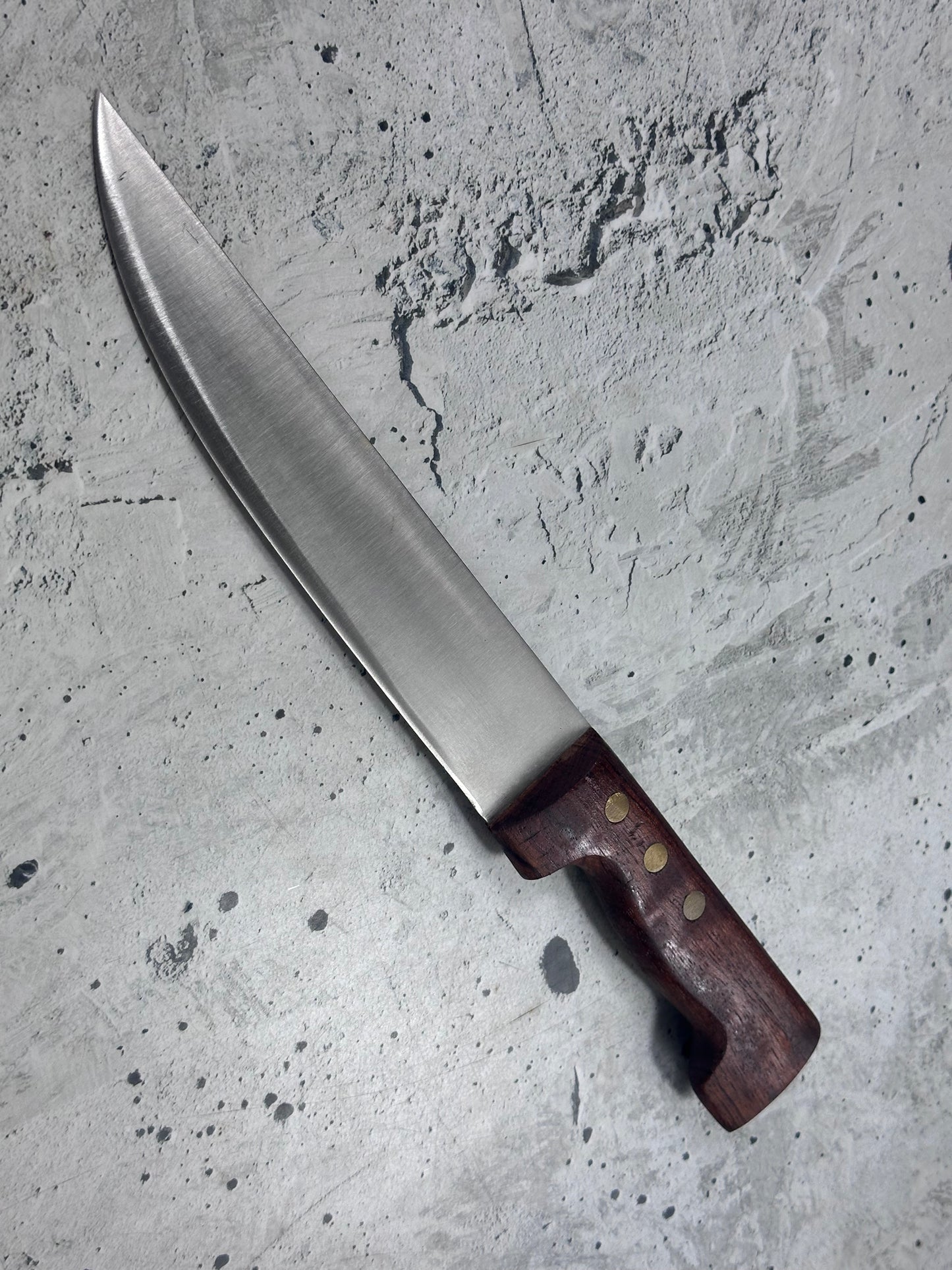 Vintage French Nogent Butcher Knife 210mm Inox Steel Wood Handle 2188