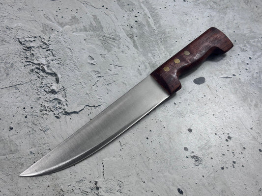 Vintage French Nogent Butcher Knife 210mm Inox Steel Wood Handle 2188