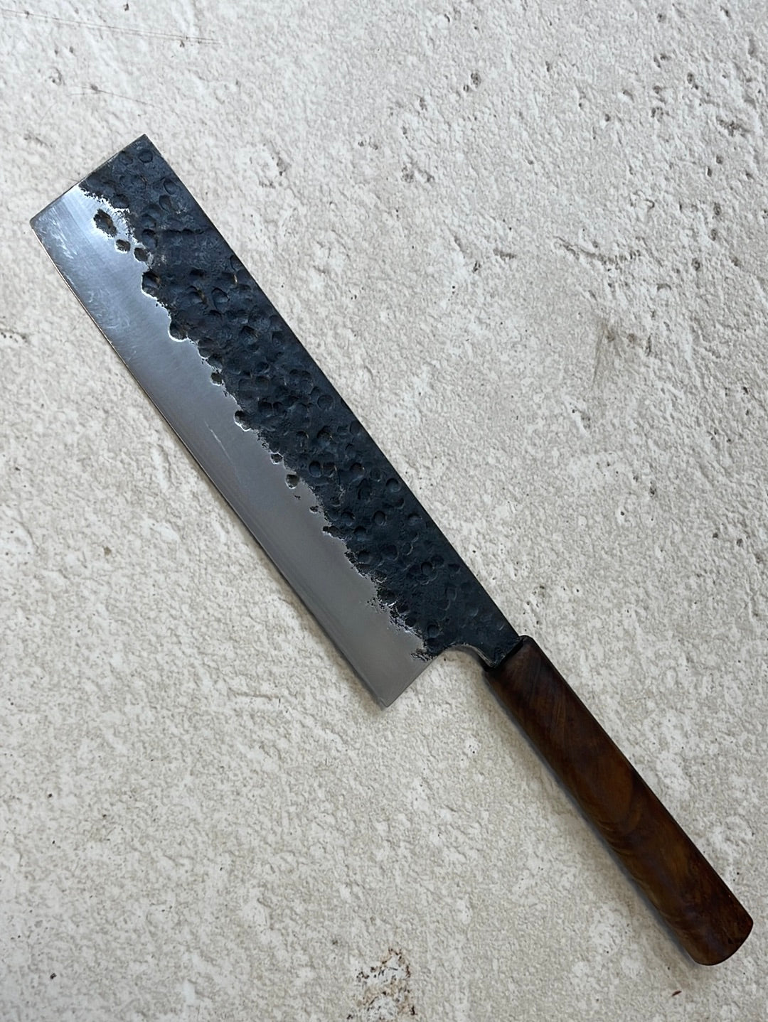 Nakiri 180mm Kurouchi Tsuchime with Jatiwood Timber Handle