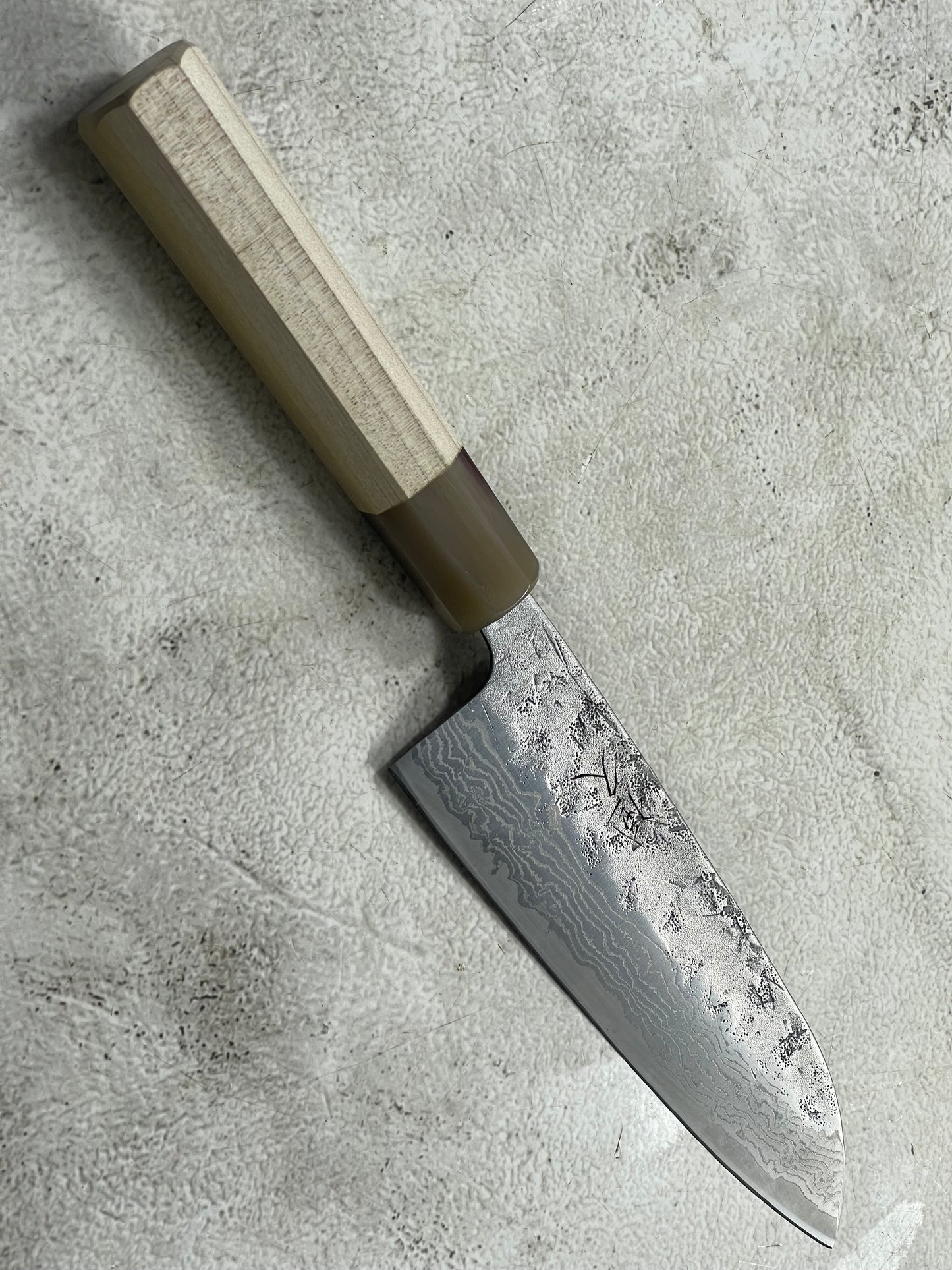 Tsunehisa SW Washiji Santoku Knife 170mm - Made in Japan 🇯🇵 Buffalo Horn Magnolia Handle