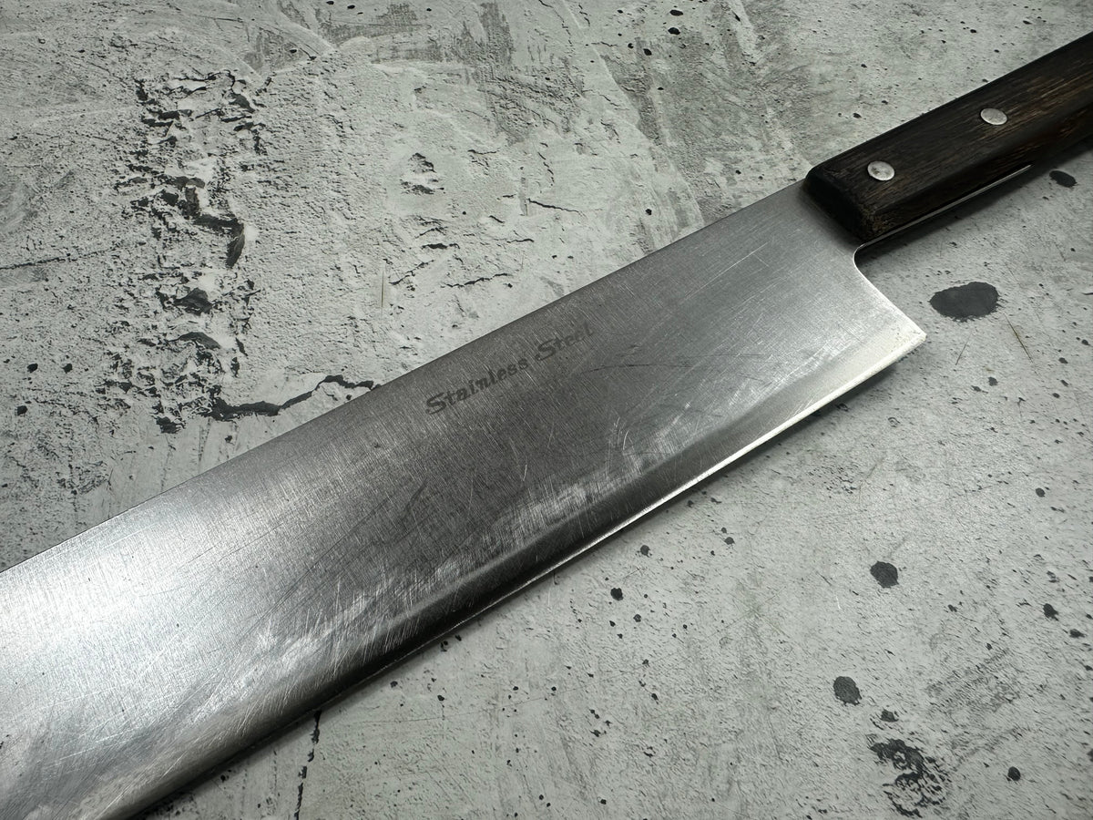 Vintage Unbranded Stainless Steel Nakiri Knife 370mm 2322