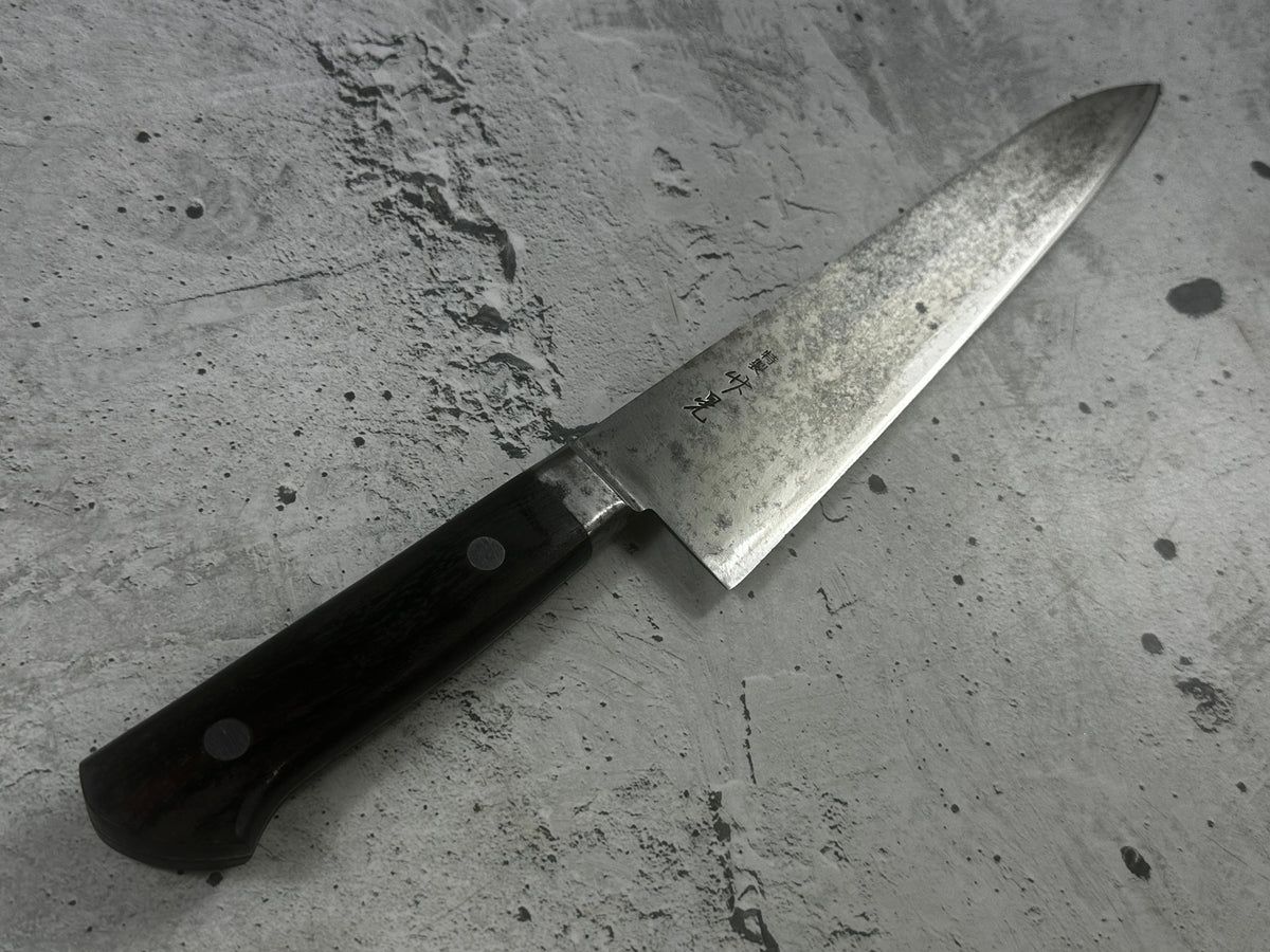 Vintage Masaaki Masateru Gyuto Knife 240mm Carbon Steel Western Wood Handle 2250