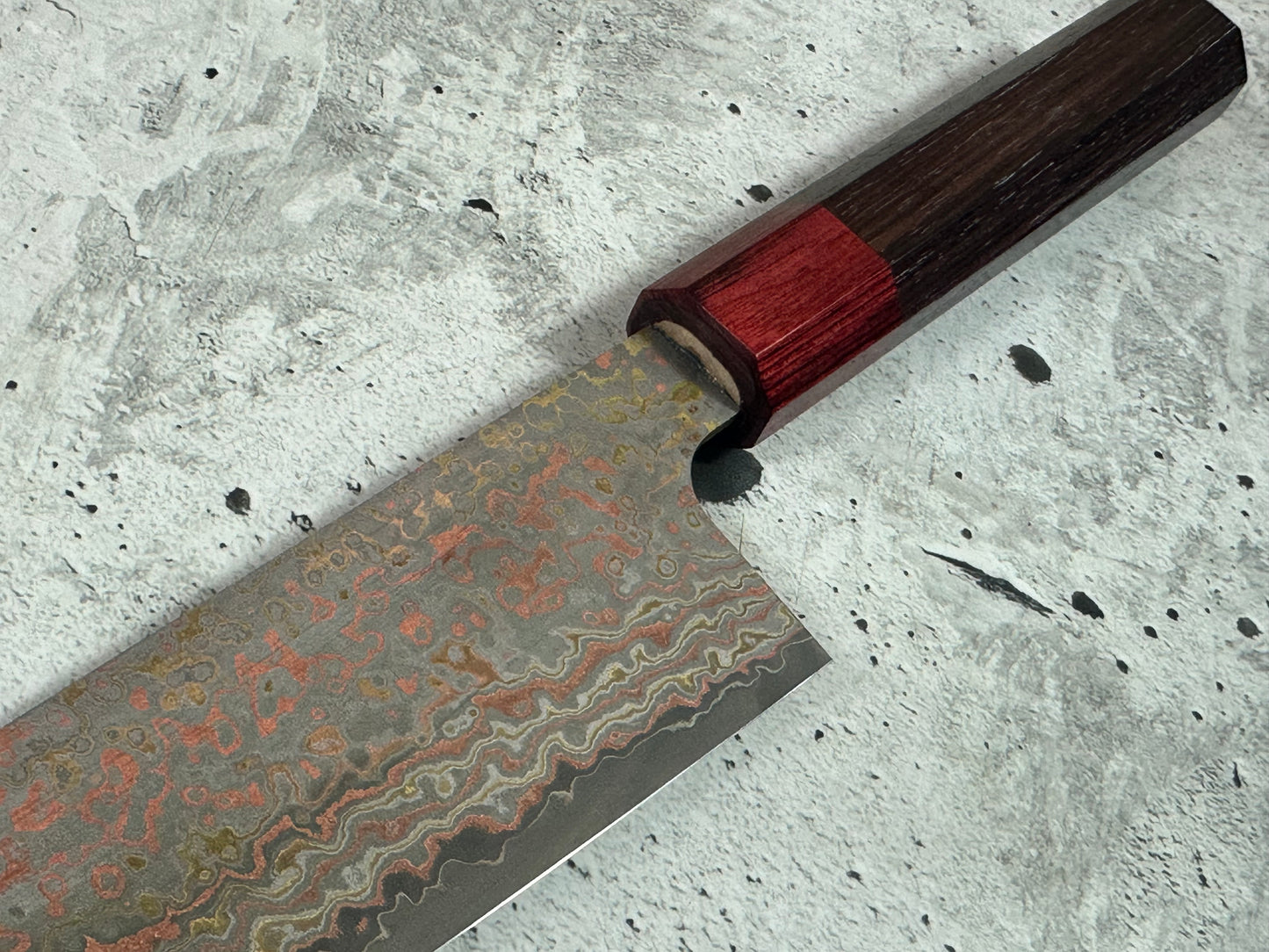 Takeshi Saji VG10-W Nashiji Rainbow Damascus Bunka 165mm