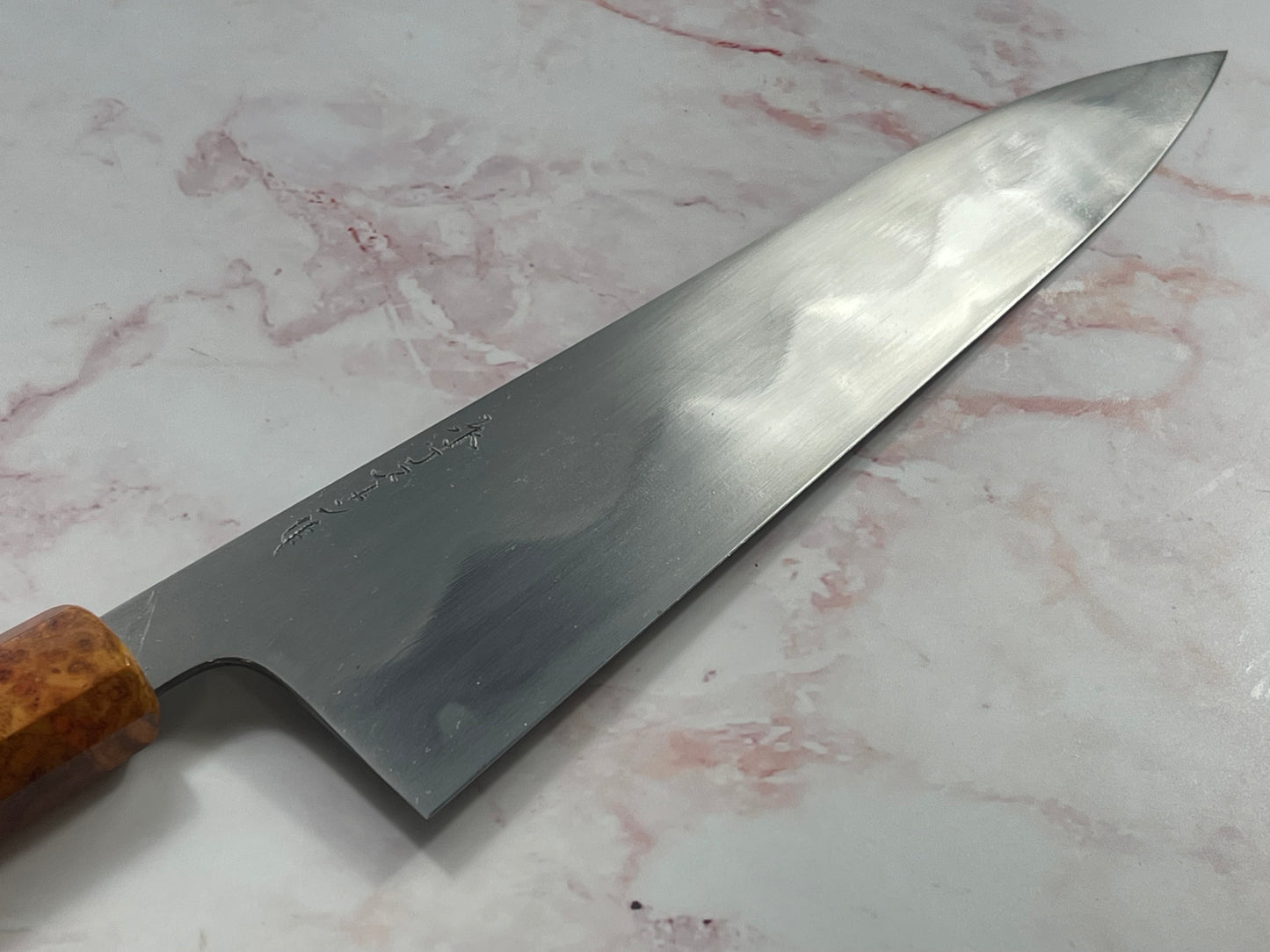 Keskin Honyaki Gyuto 240mm , Full Amboyna Burl with Amboyna Saya