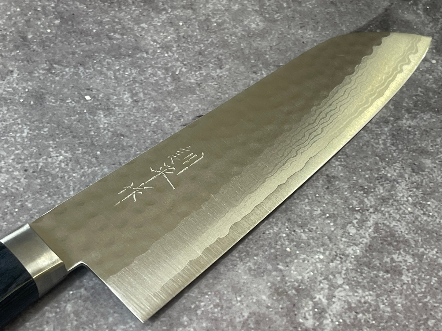 Masutani Kokuryu Santoku 170mm Blue Pakkawood Handle