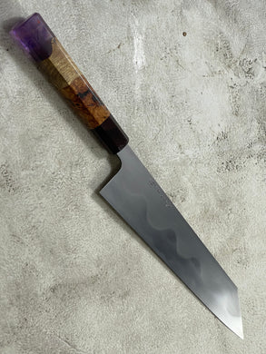 Keskin Migaki Kiritsuke 230mm Amboyna Burl Mix & Purple Resin Rosewood Ferrule
