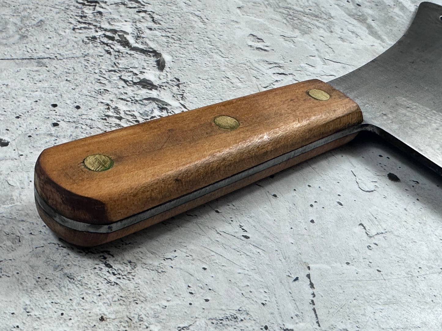 Vintage Lamson & Goodnow Butcher Cleaver Knife 180mm Carbon Steel Made in USA 2117