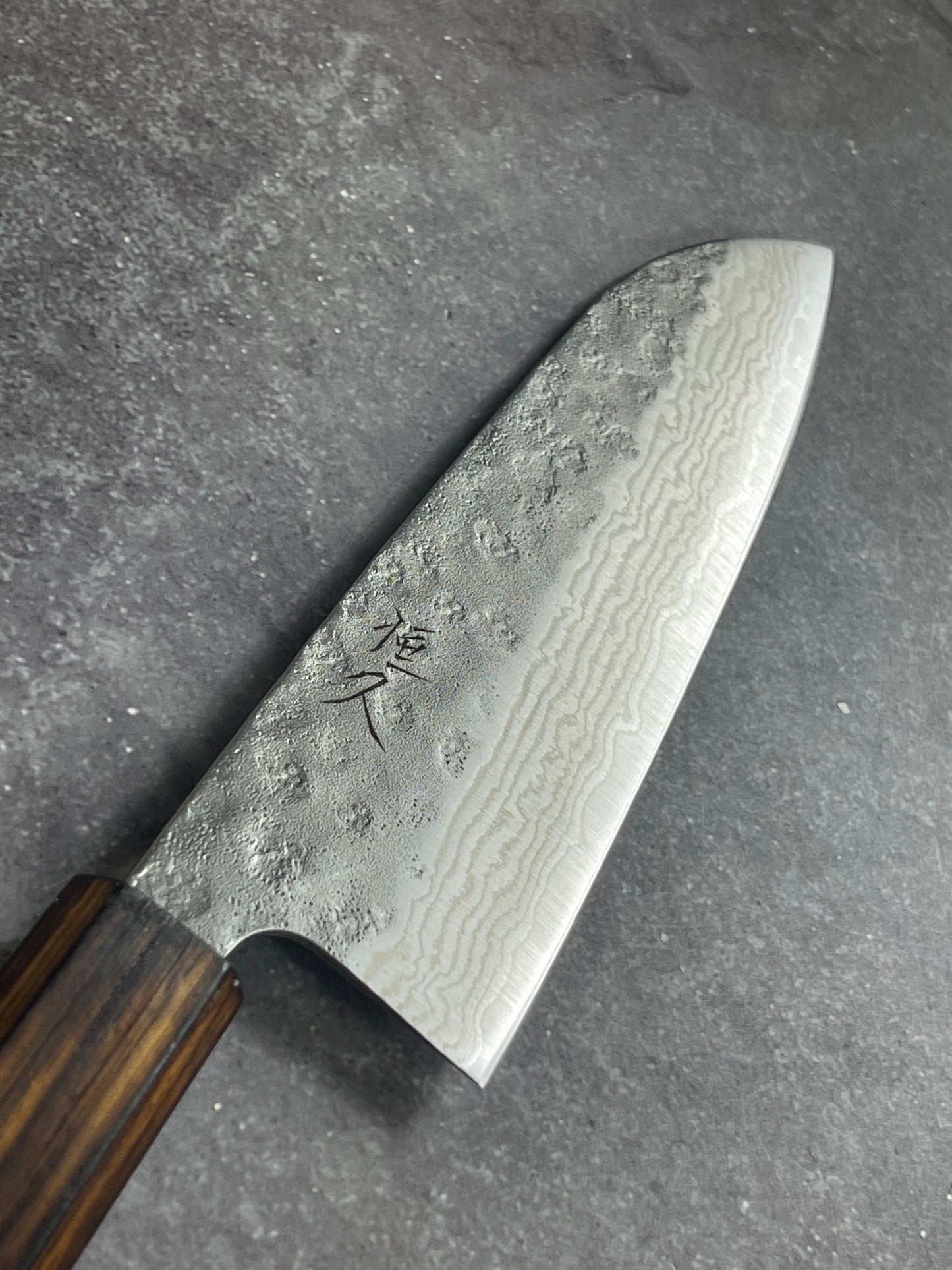 Tsunehisa 440c Damascus Nashiji Santoku 170mm Oak Handle Made in Japan 🇯🇵