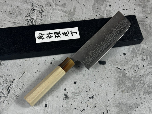 Tsunehisa SW Washiji Nakiri Knife 170mm - Made in Japan 🇯🇵 Buffalo Horn Magnolia Handle