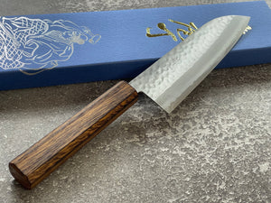 Masutani Kokuryu Tsutime Santoku 170mm  VG1 Steel Oak Handle