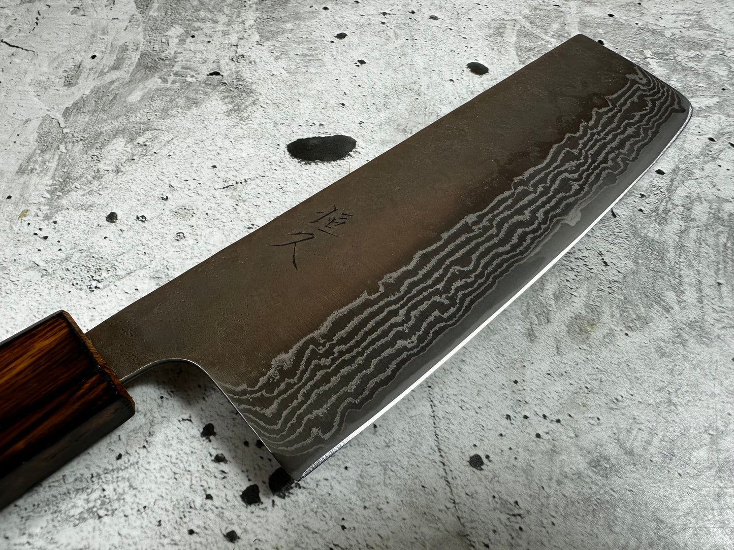 Tsunehisa 440c Damascus Nashiji Nakiri 170mm Oak Handle Made in Japan 🇯🇵