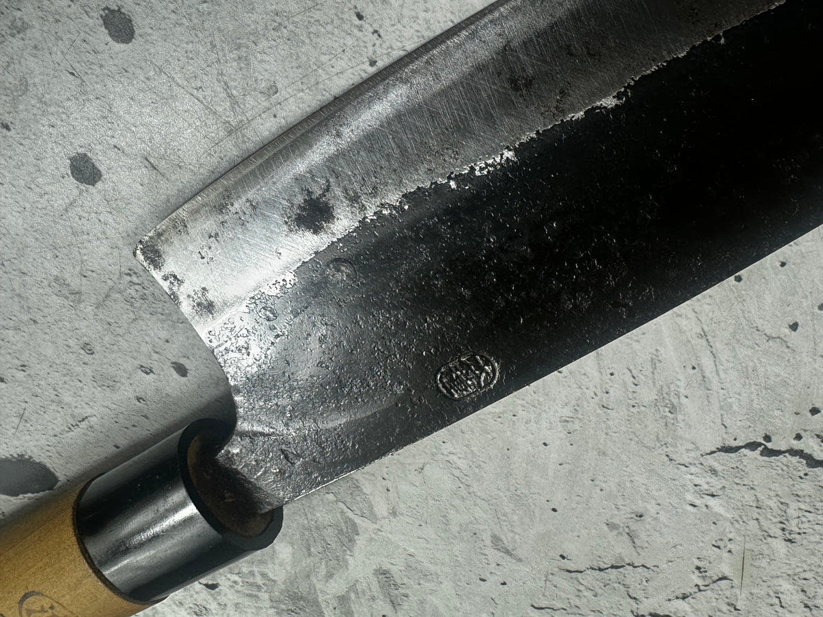 Vintage Tanegashima Deba Knife 180mm Carbon Steel Timber Handle 2271