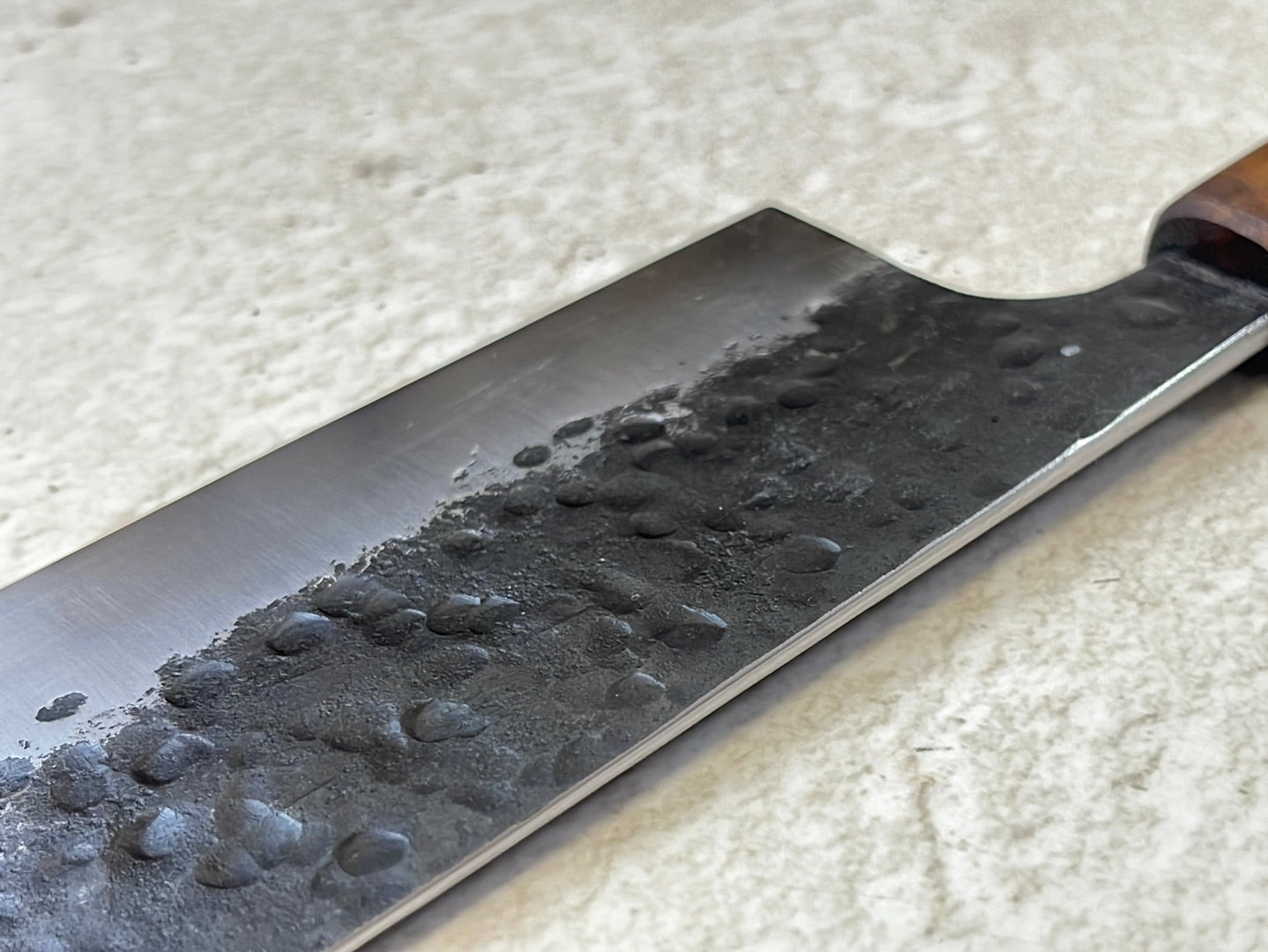 Nakiri 180mm Kurouchi Tsuchime with Jatiwood Timber Handle
