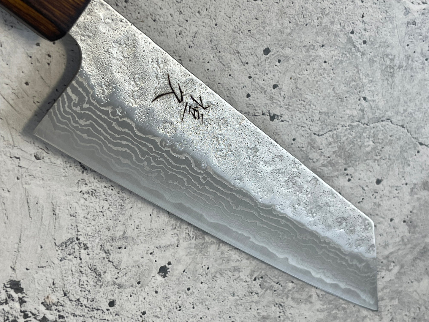 Tsunehisa 440c Damascus Nashiji Bunka 175mm Oak Handle Made in Japan 🇯🇵