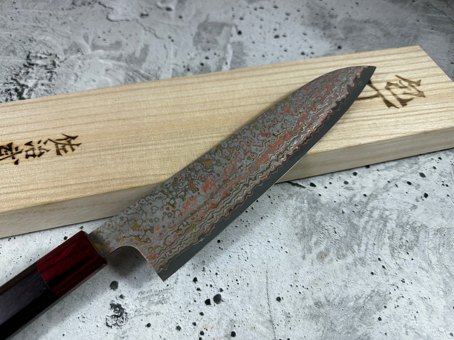 Takeshi Saji VG10-W Nashiji Rainbow Damascus Gyuto 210mm
