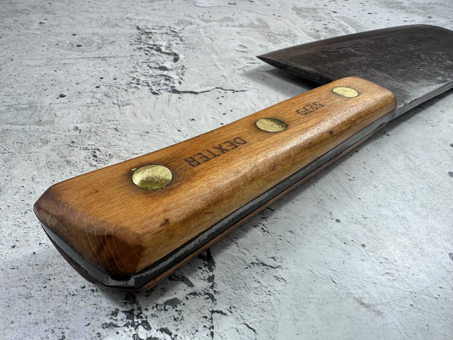 Vintage Dexter Butcher Cleaver Knife 230mm Carbon Steel Made in USA 2107