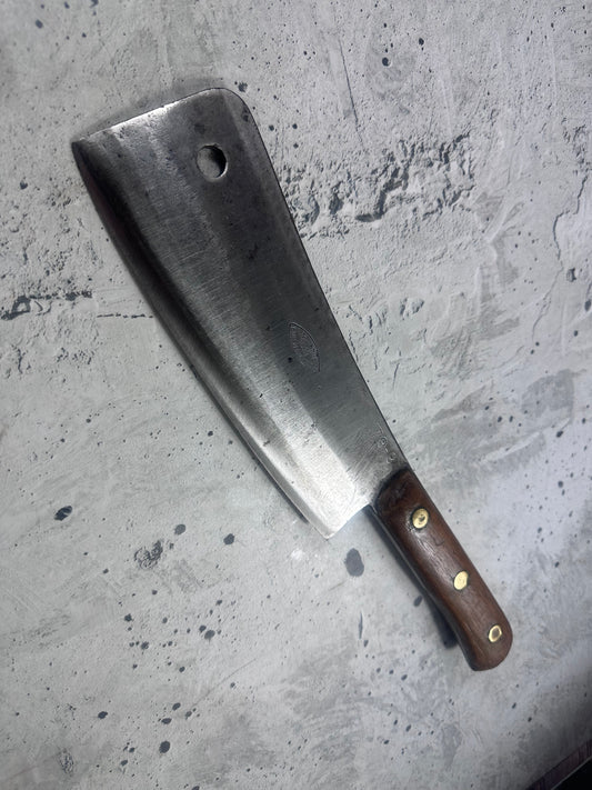 Vintage L. & I. J. White Butcher Cleaver Knife 205mm Carbon Steel Made in USA 2104
