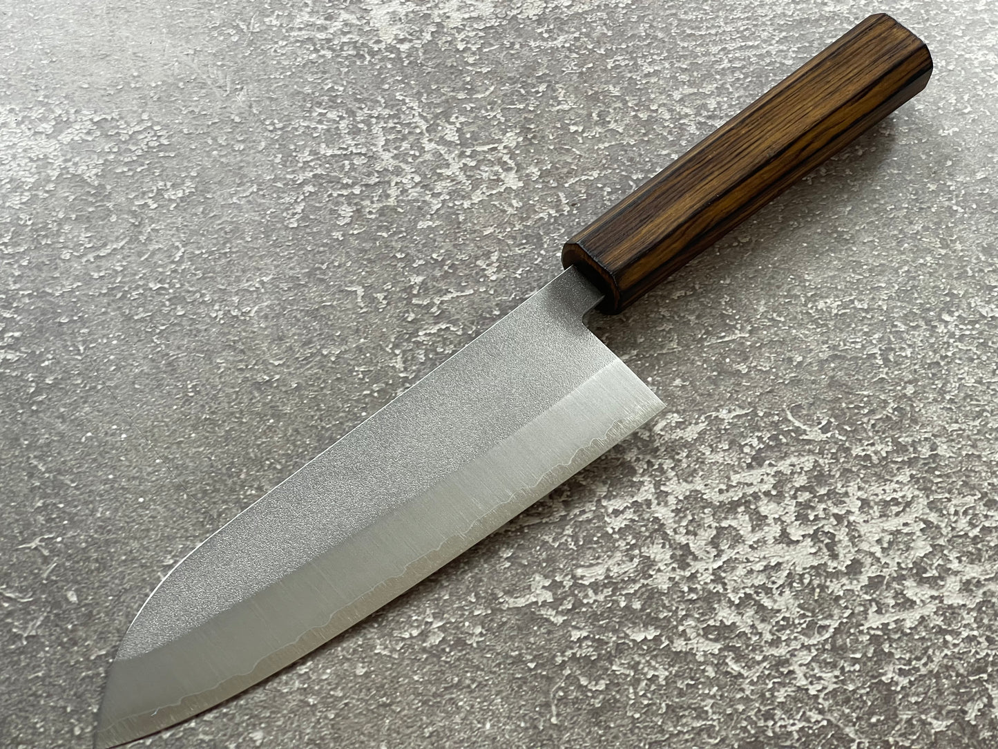 Masutani Kokuryu Nashiji Santoku 170mm  VG1 Steel Oak Handle