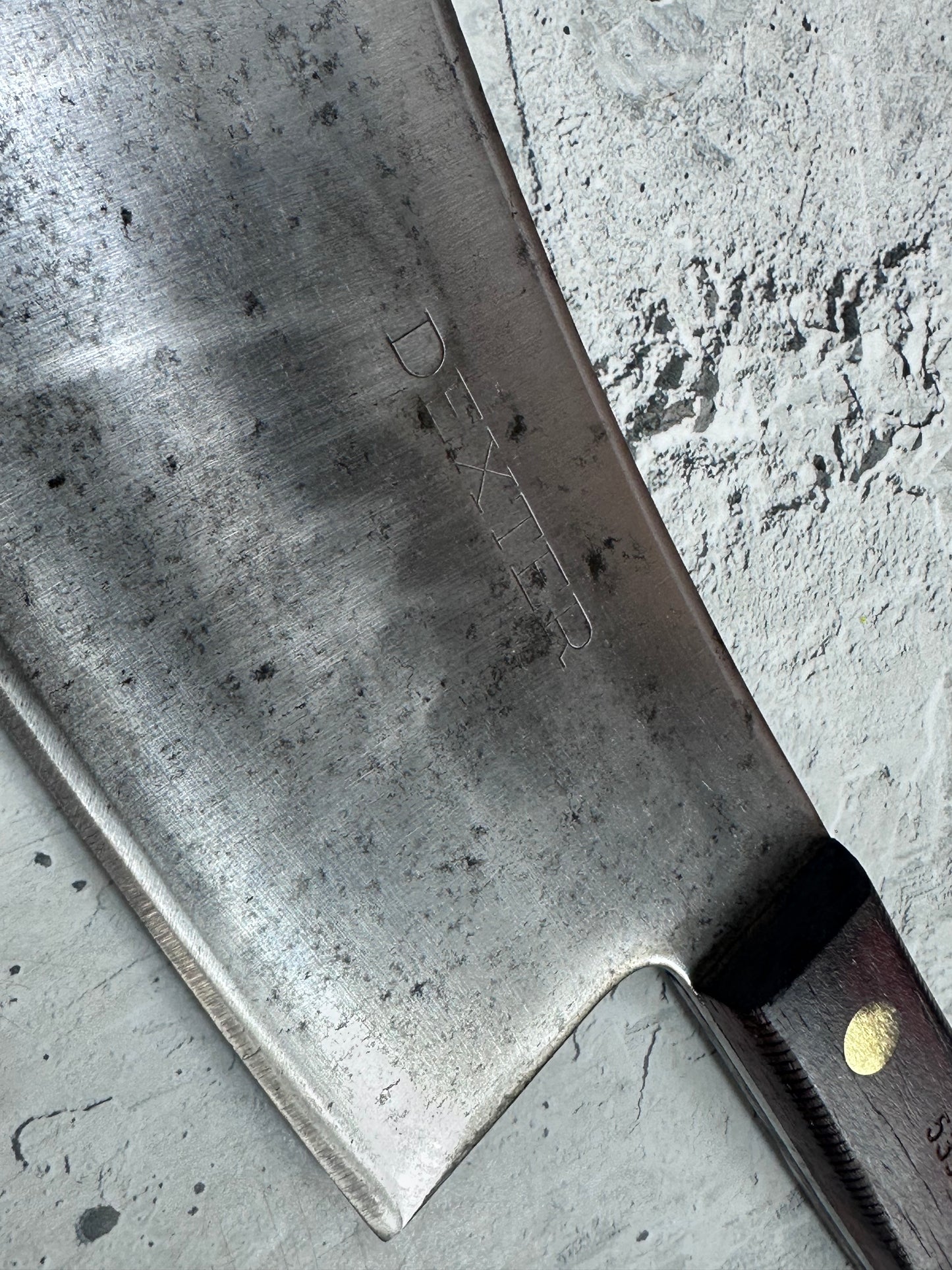 Vintage Dexter Butcher Cleaver Knife 180mm High Carbon Steel Made in USA 2106