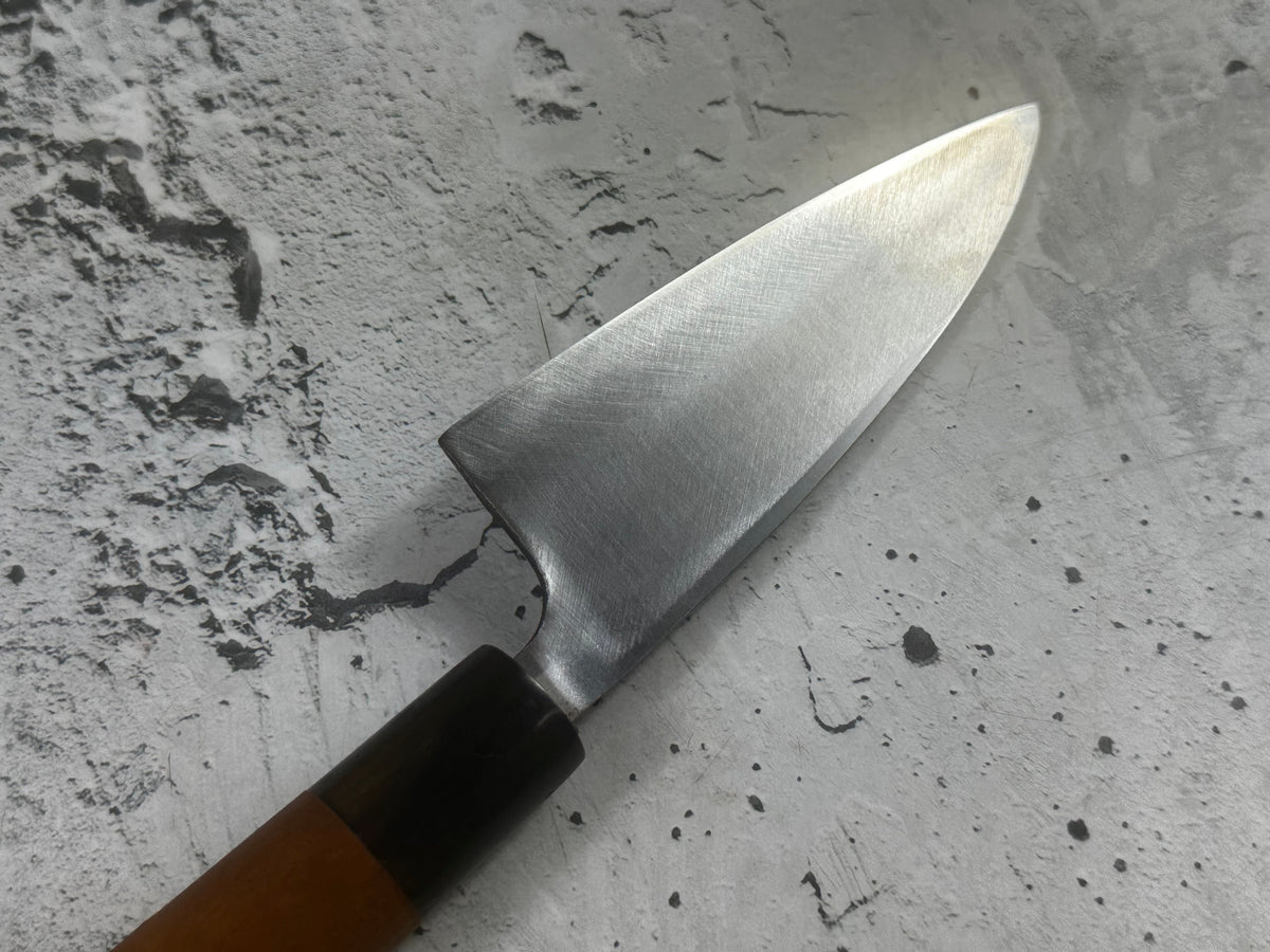 Vintage Kumpei Deba Knife 120mm Carbon Steel Wood Handle Buffalo Horn 2230