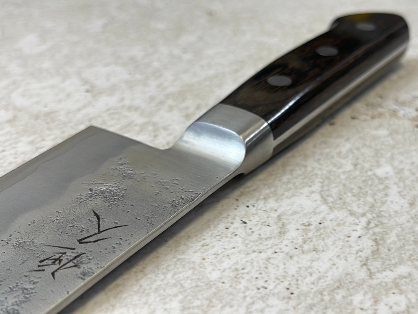 Tsunehisa G3 Nashiji Brown Santoku 180mm - Made in Japan 🇯🇵 With Bolster