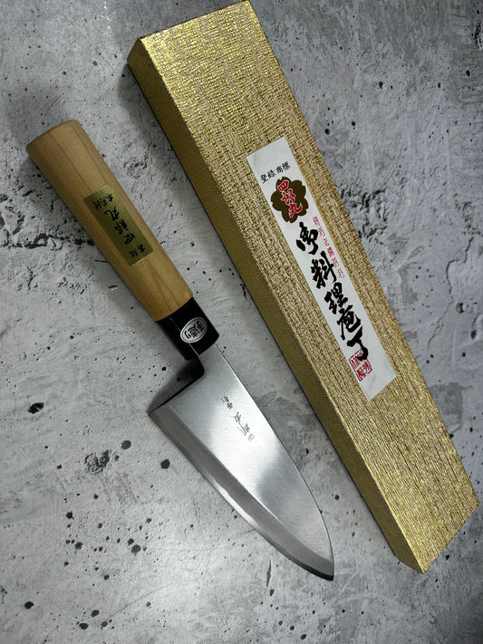 Vintage Shiromaru Deba Knife 195mm Yasugi Carbon Steel Magnolia Handle 2284