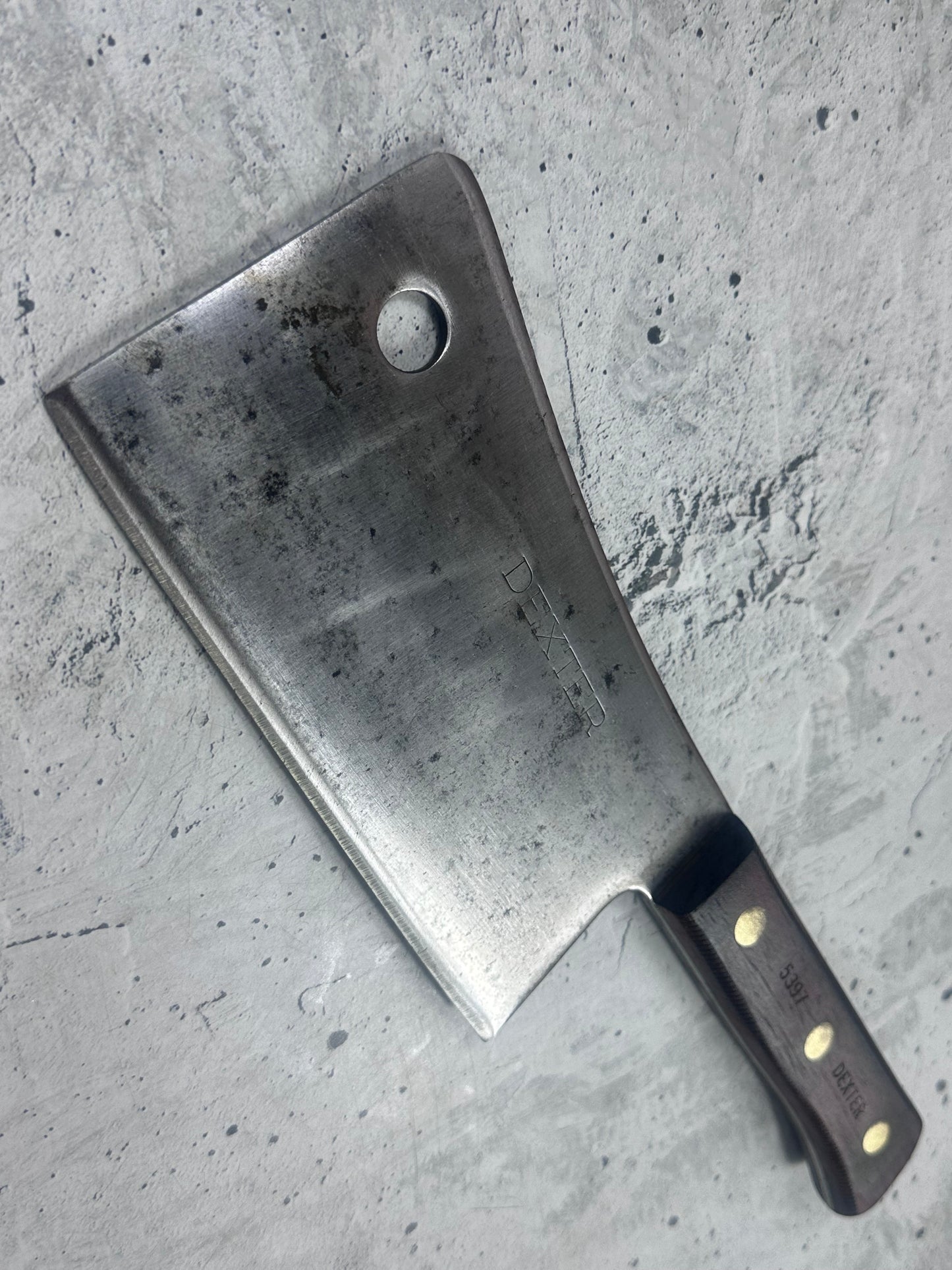 Vintage Dexter Butcher Cleaver Knife 180mm High Carbon Steel Made in USA 2106
