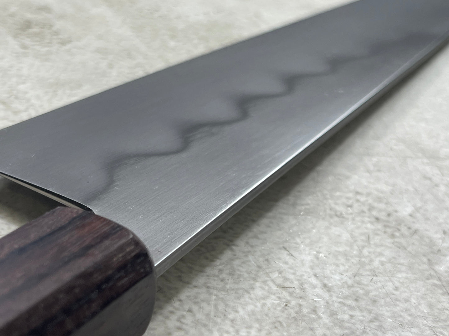 Kanefusa Gyuto 230mm Teakwood Burl Liner Spacer Rosewood Ferrule & Sheath
