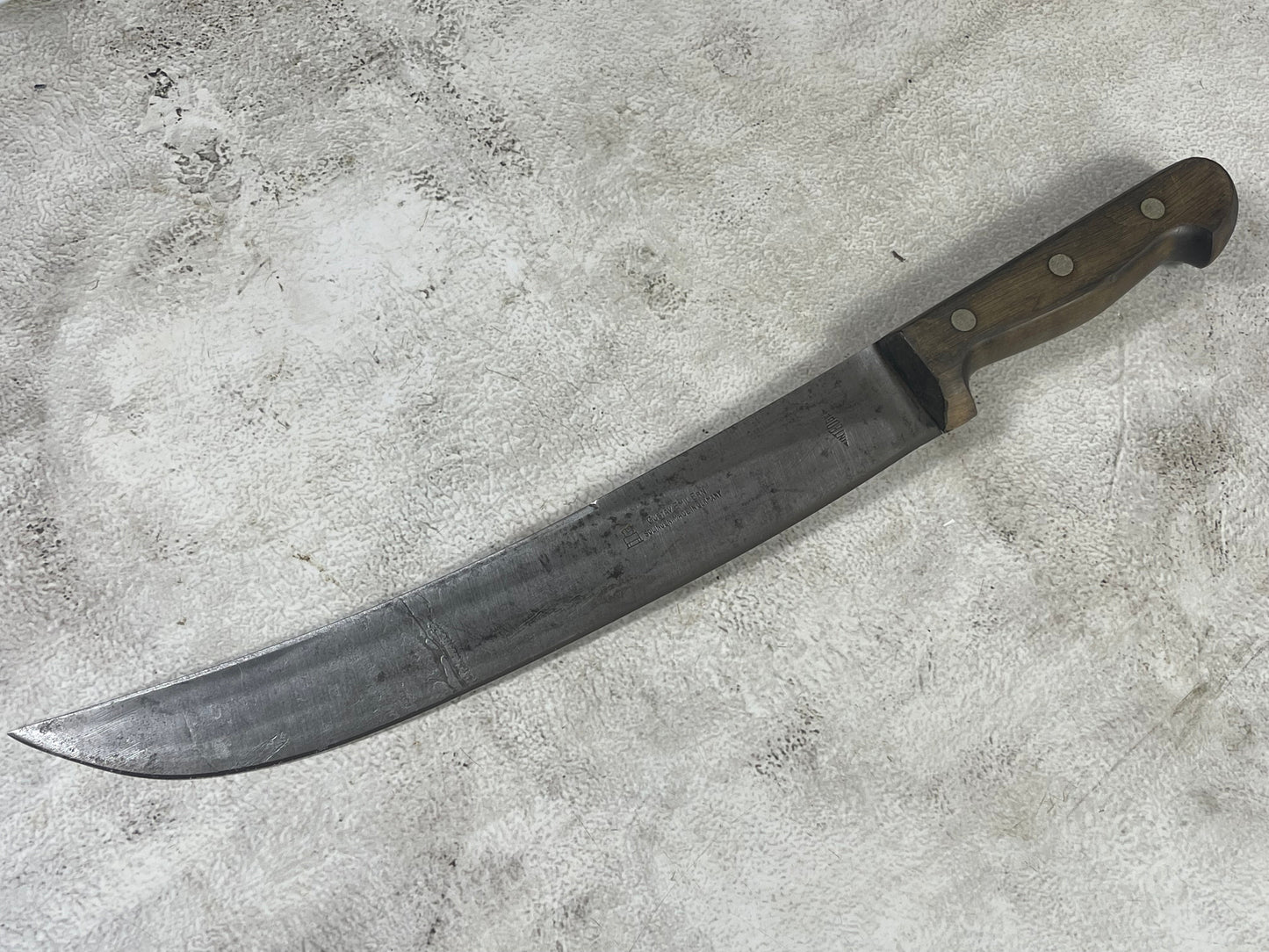 Vintage Gustav Emil Ern Butcher Machete Knife 315mm Made in Germany 🇩🇪 Cabon steel 1981