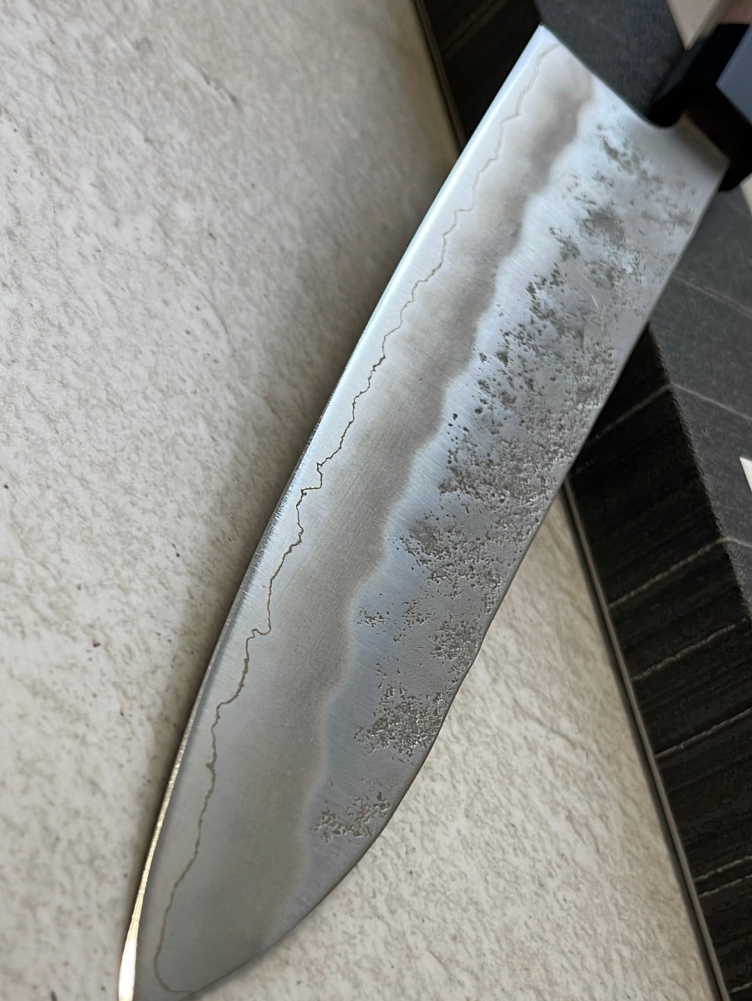 Yoshimune Gyuto 210 mm (8.3 in) Ginsan (Silver #3) Nashiji finish Double-Bevel Walnut Octagonal Handle