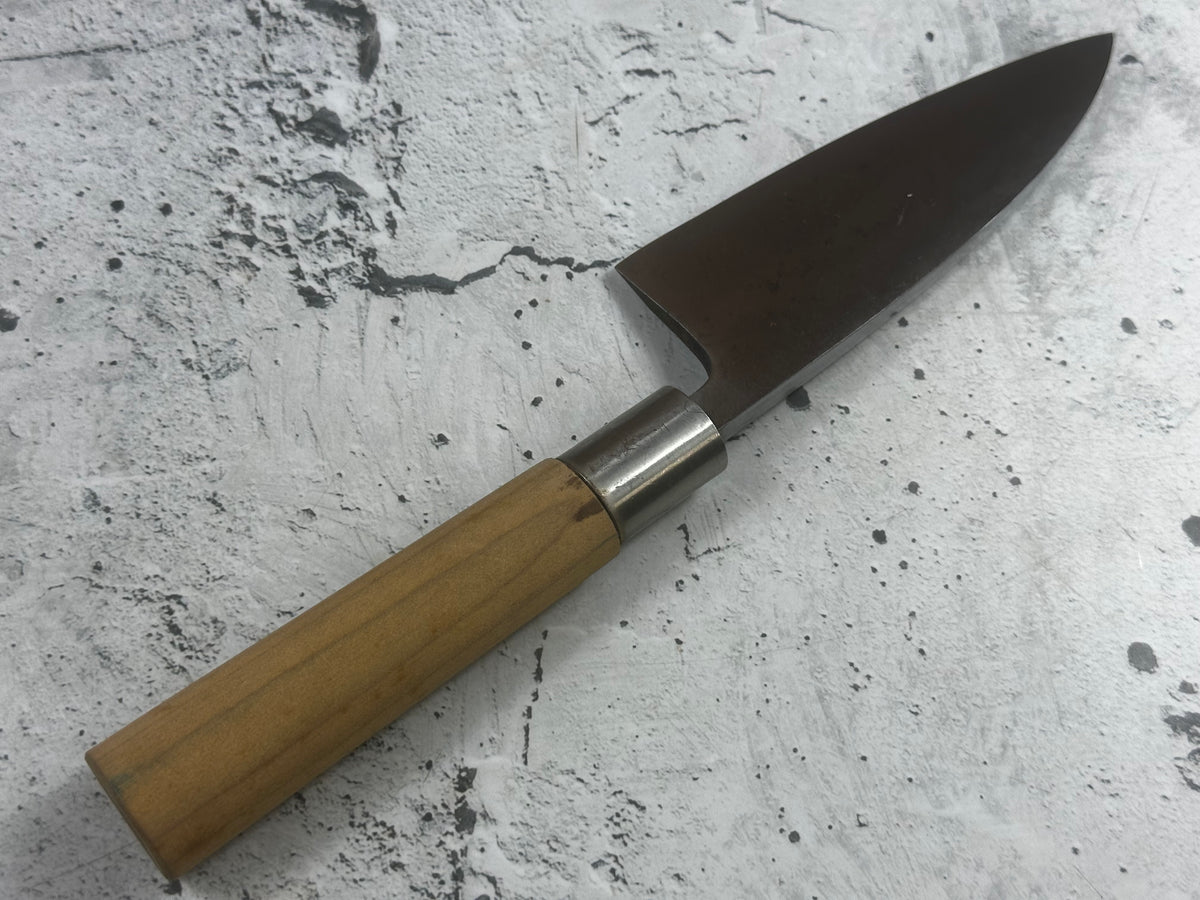 Vintage Unbranded Deba Knife 120mm Carbon Steel Wood Handle 2233
