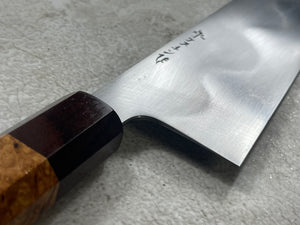 Keskin Migaki Kiritsuke 230mm Amboyna Burl Mix & Purple Resin Rosewood Ferrule