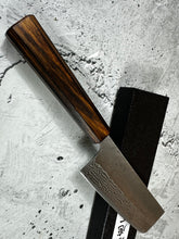 Load image into Gallery viewer, Tsunehisa 440c Damascus Nashiji  Nakiri 170mm Oak Wood Handle - Made in Japan 🇯🇵