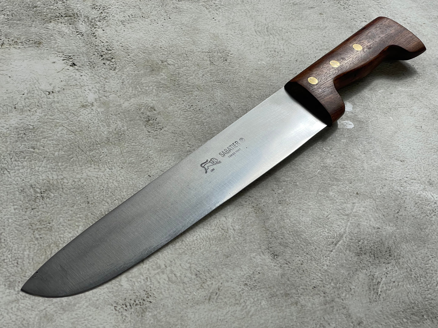 Vintage Sabatier Lion  Nogent Butcher 280mm Knife Stainless Steel Made in France 🇫🇷  1945