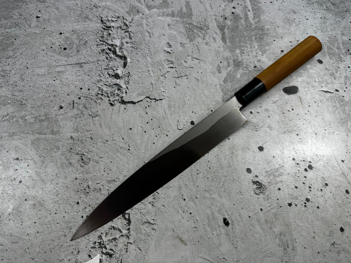 Vintage Sakai Motokame Yanagiba Knife 200mm Carbon Steel Magnolia Handle 2265
