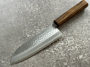 Masutani Kokuryu Tsutime Santoku 170mm  VG1 Steel Oak Handle
