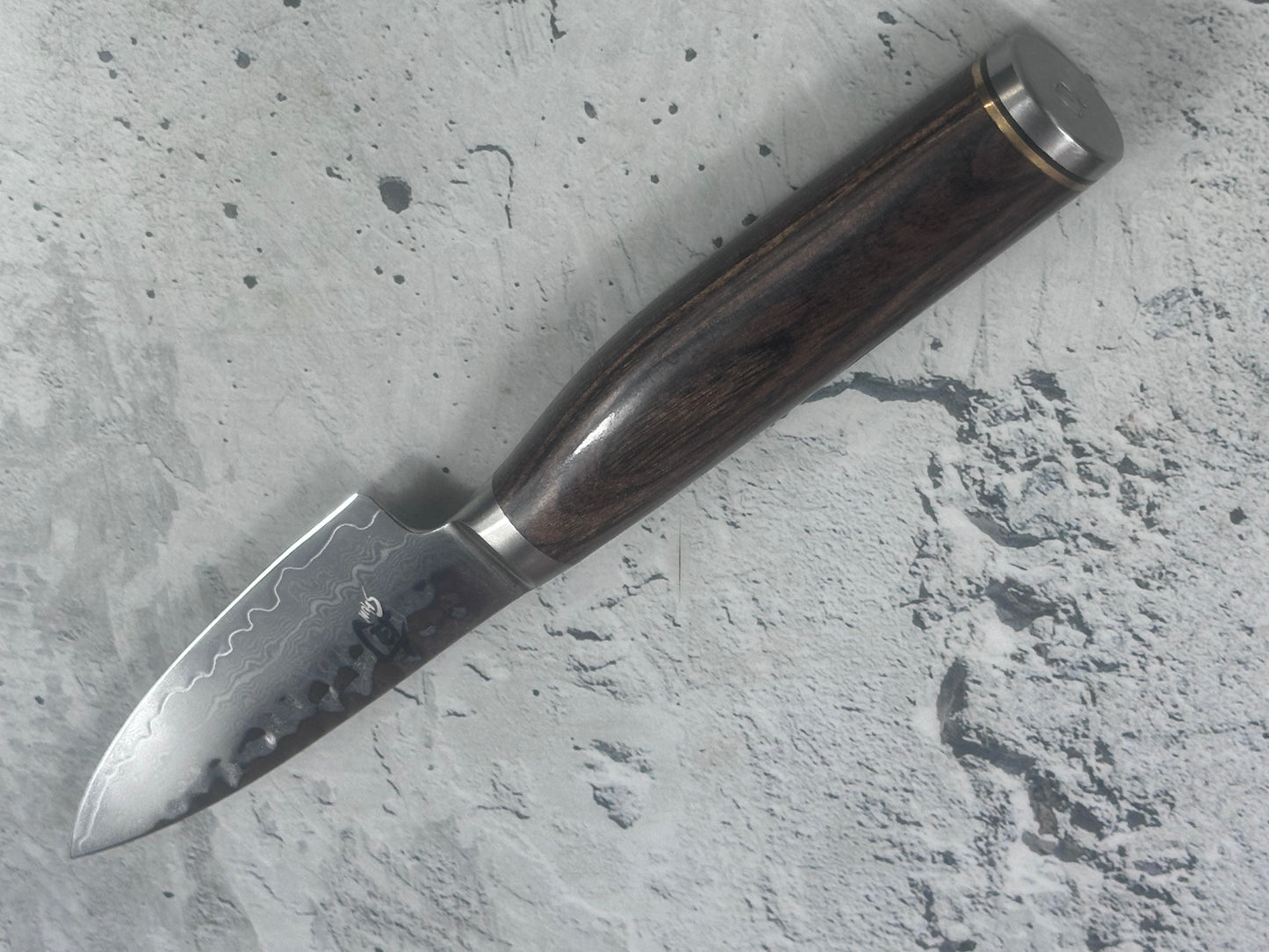 Pre-Owned Shun Premier Paring Knife 100mm Damascus Steel PakkaWood Handle 2175