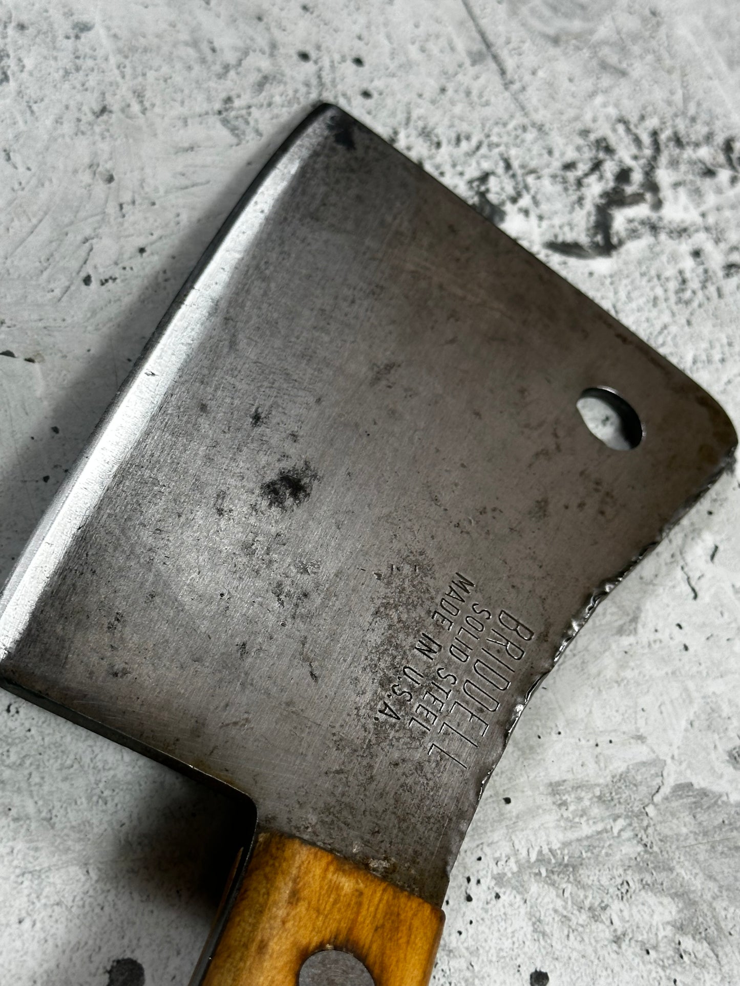 Vintage Bridell Cleaver Knife 155mm  Carbon Steel Blade Made in USA 🇺🇸 1999