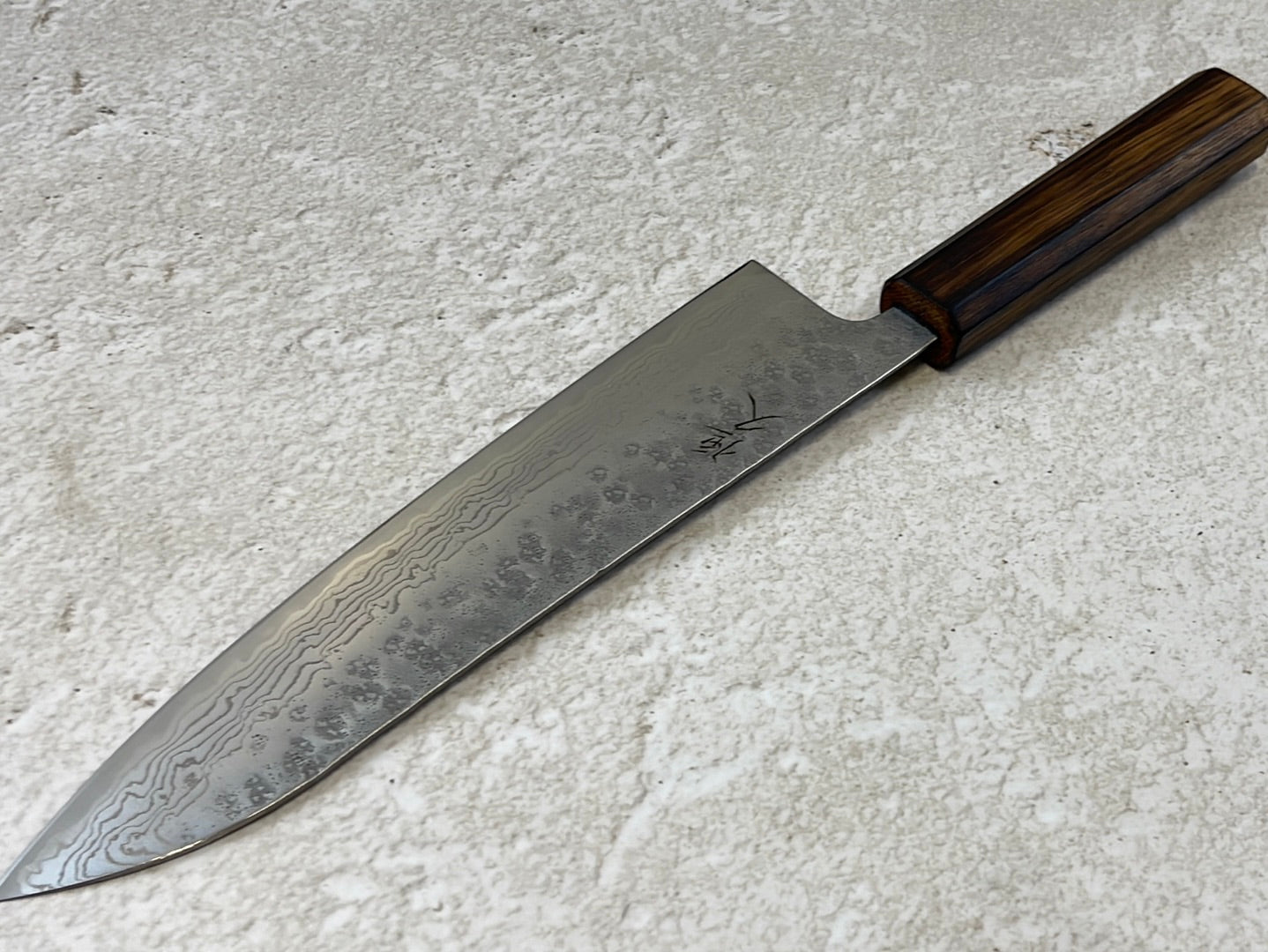 Tsunehisa 440c Damascus Nashiji Gyuto 210mm Oak Handle Made in Japan 🇯🇵