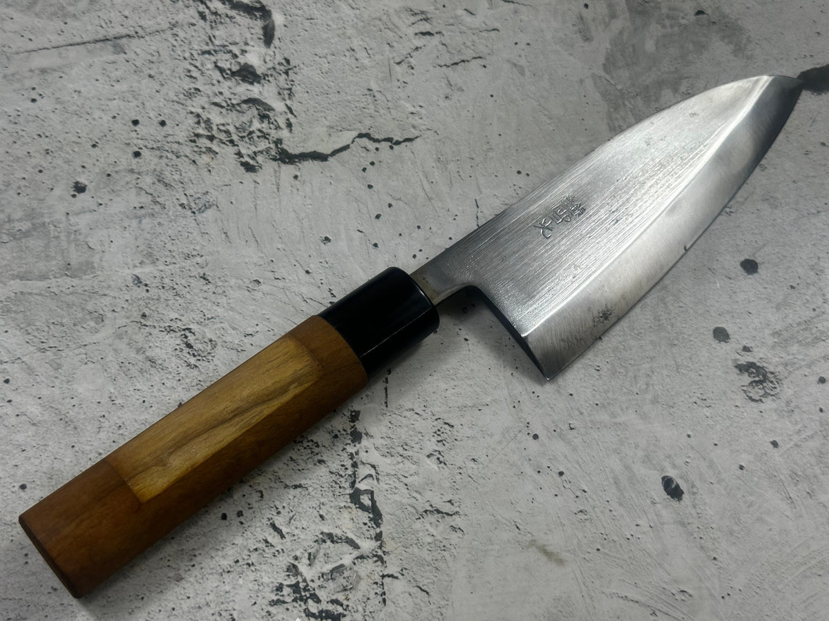 Vintage Kajigen Carbon Steel Deba Knife 150mm 2349