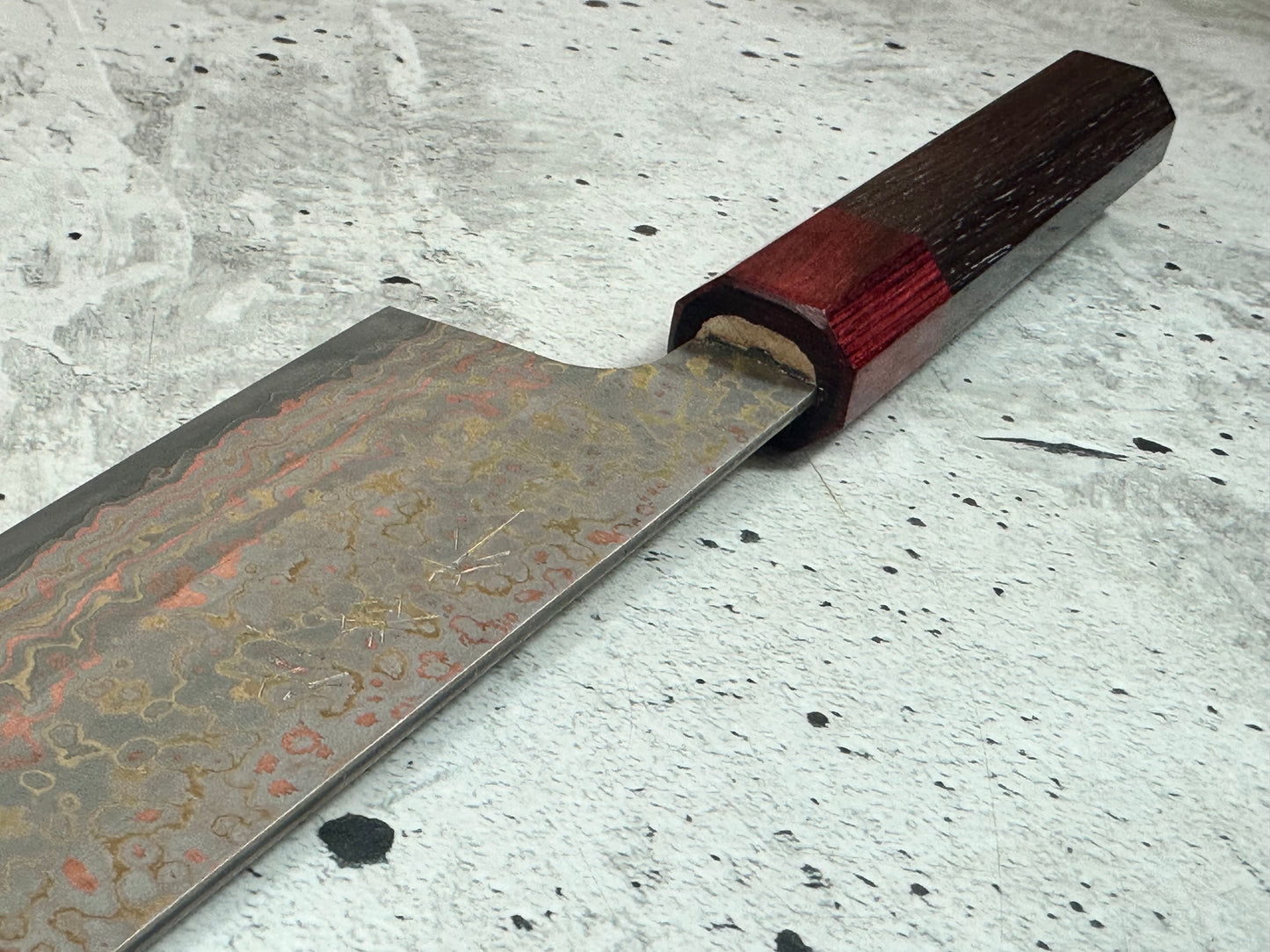 Takeshi Saji VG10-W Nashiji Rainbow Damascus Bunka 165mm