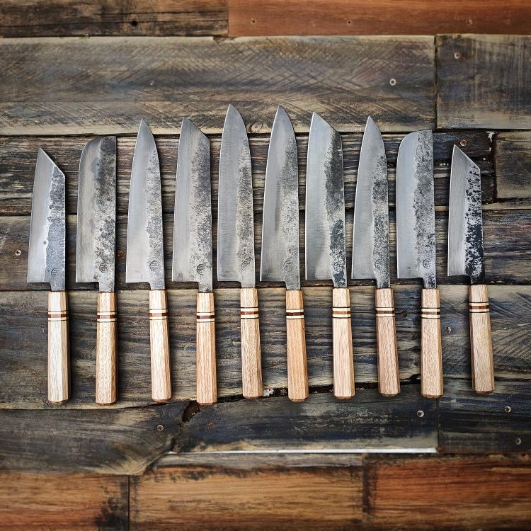 HG Blade Nakiri Knife 180mm Kurouchi Finish 1084 High Carbon Steel