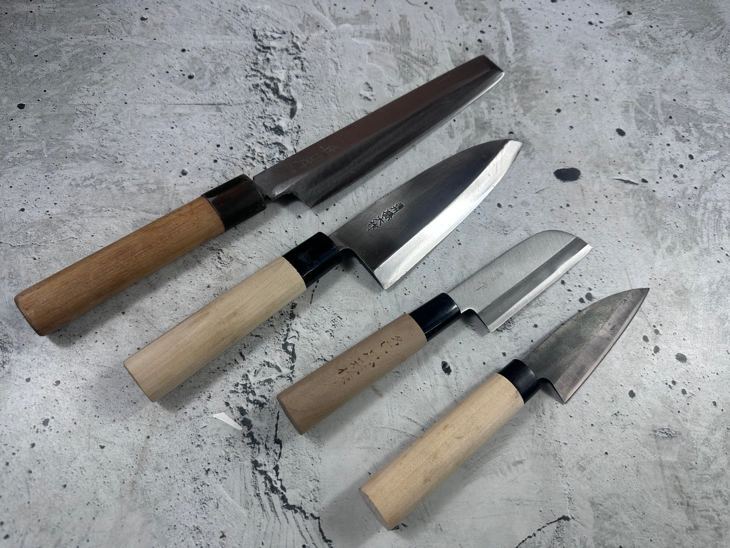 Vintage Japanese Knife Set 4x Carbon Steel Japan 2010