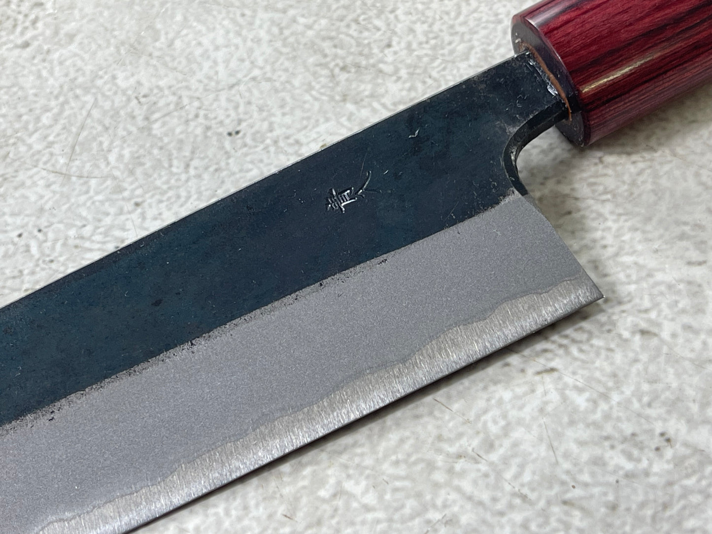 Muneishi Aogami 2 Iron Clad Kiritsuke 180mm Kurouchi Finish
