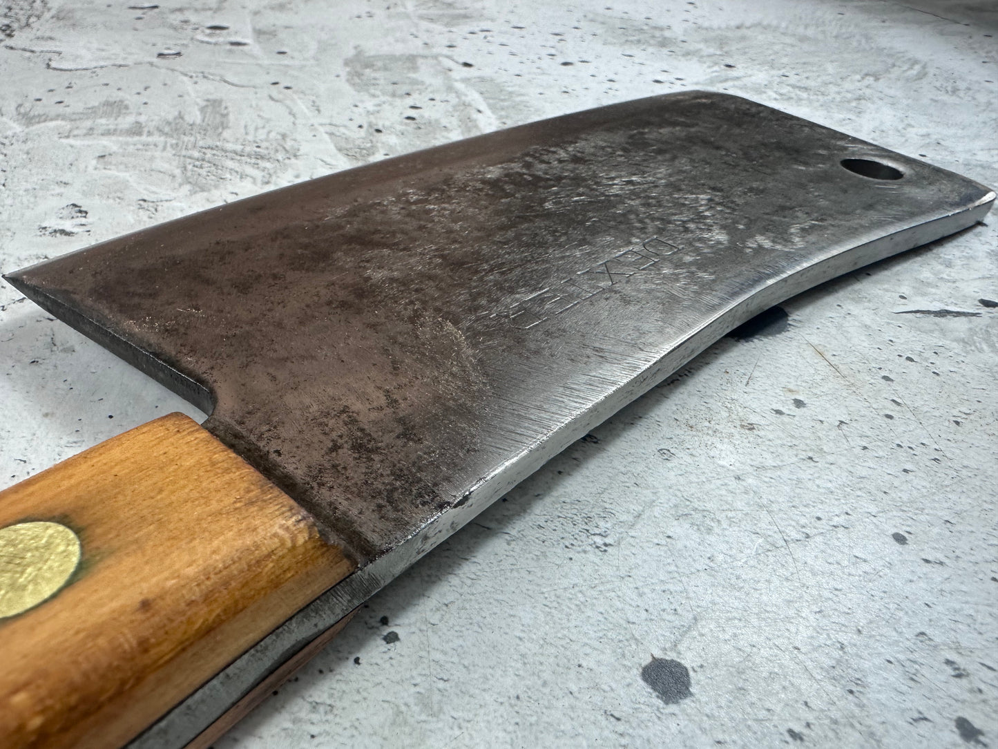 Vintage Dexter Butcher Cleaver Knife 230mm Carbon Steel Made in USA 2107