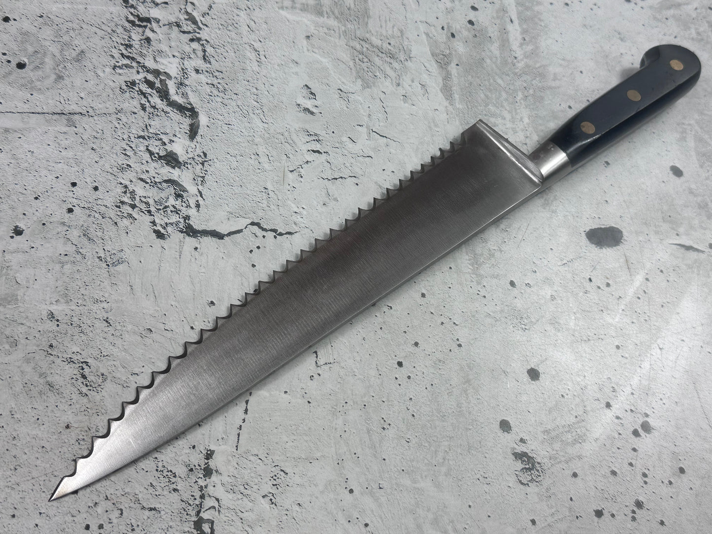 Vintage French Serrated Frozen Food Knife 250mm Inox Steel POM Handle 2194
