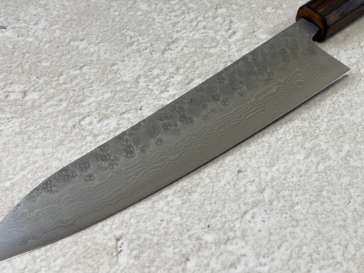 Tsunehisa 440c Damascus Nashiji Gyuto 210mm Oak Handle Made in Japan 🇯🇵