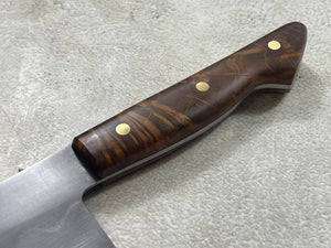 Kanefusa Full Tang Gyuto 230mm Teakwood Burl Set Brass Pins & Sheath