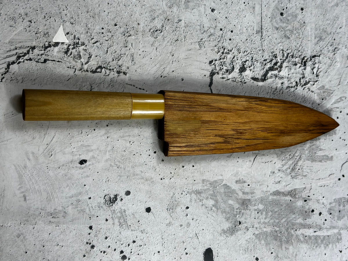 Vintage Masamoto Sohonten Deba Knife 170mm with Wooden Saya 2344